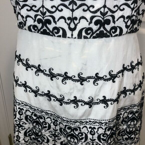 WHBM black white strapless belt sash dress size 6 - Picture 4 of 14